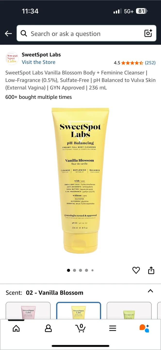SweetSpot Labs Vanilla Blossom Body Cleanser image indicator(2)