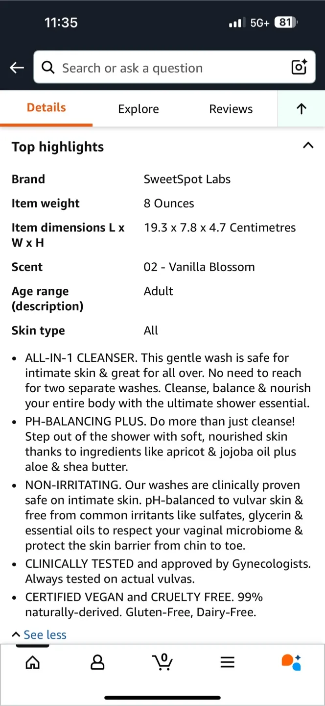 SweetSpot Labs Vanilla Blossom Body Cleanser image indicator(3)