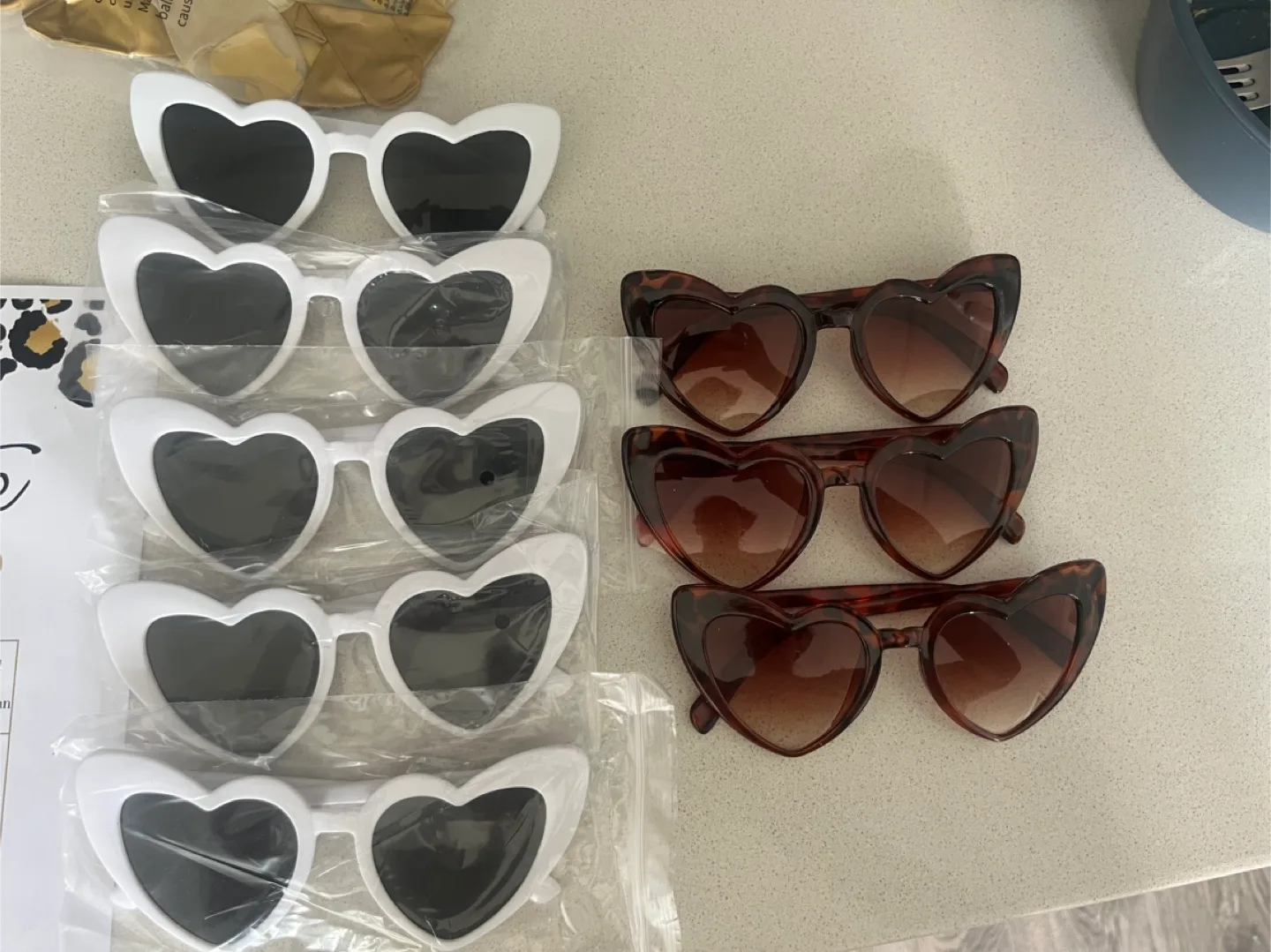 Heart Shaped Sunglasses: White & Animal Print thumbnail