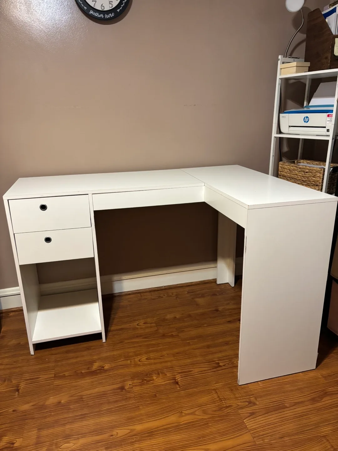 White Corner Desk with Drawers thumbnail