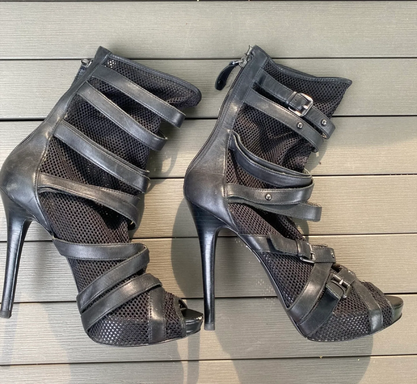 Guess Botties Black Heels with Mesh and Straps thumbnail