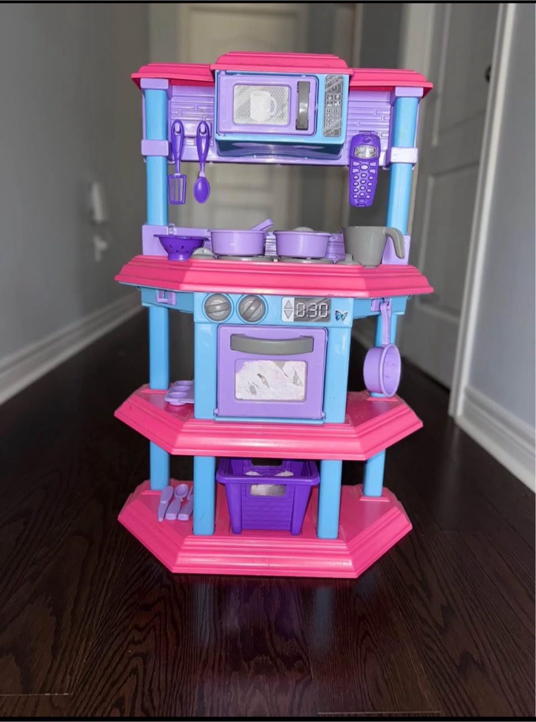 Kids Pink Dollhouse & kitchen set with food and utensils - photo 2