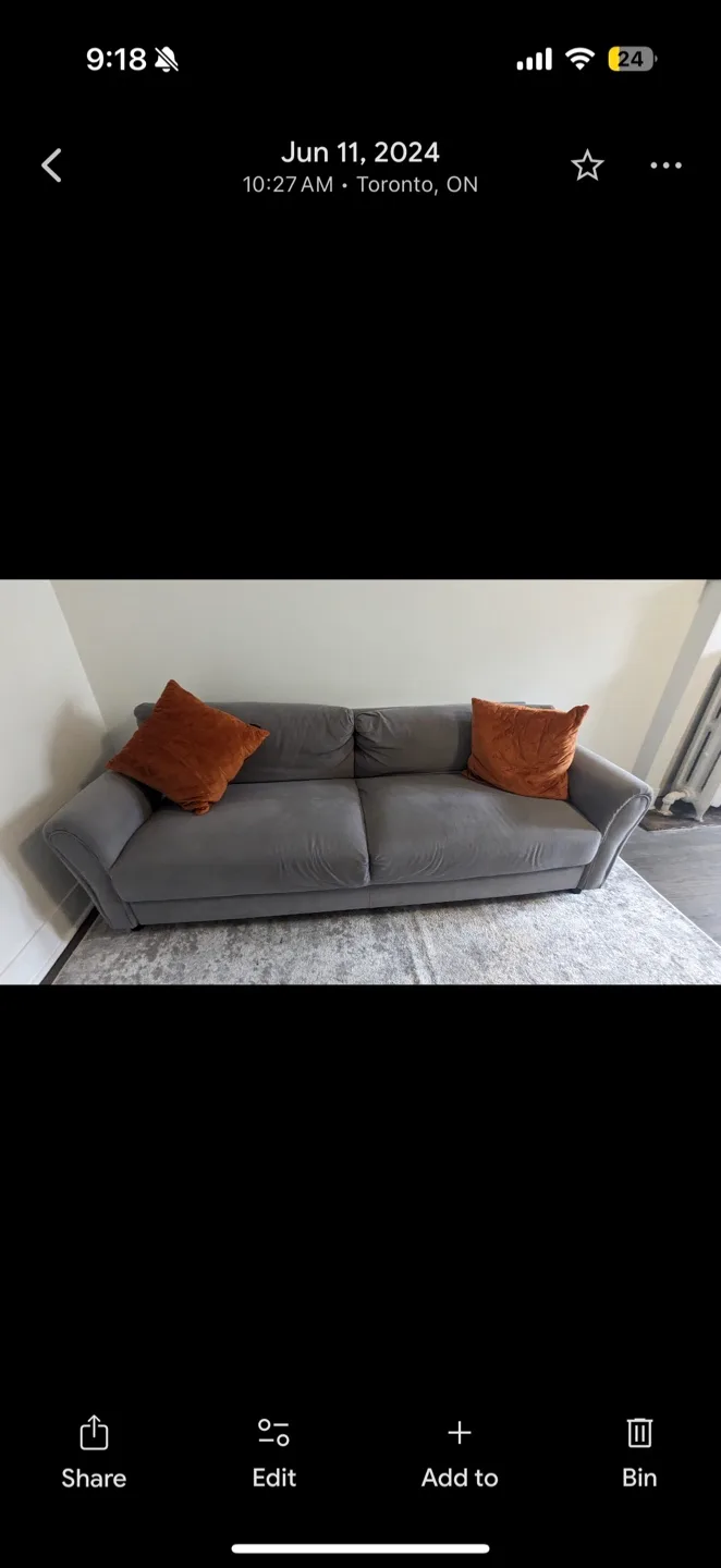 Wayfair Amanzhan 83.46" Velvet Grey Sofa thumbnail