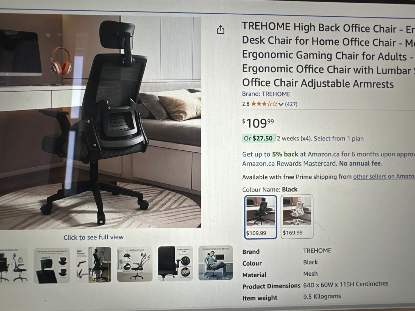 TREHOME High Back Ergonomic Office Chair image indicator(2)
