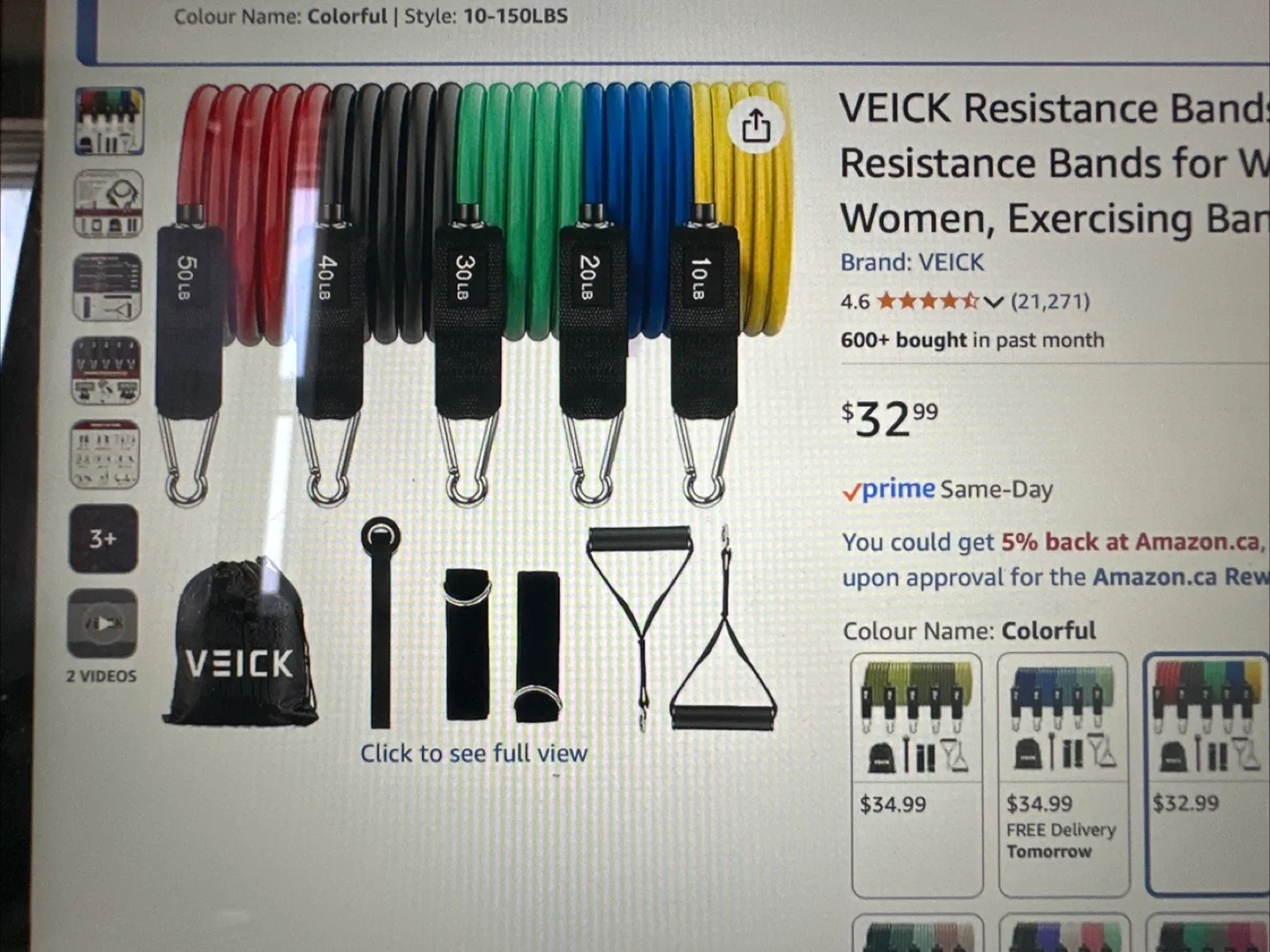 VEICK Resistance Bands Set (10-150 LBS) image indicator(3)