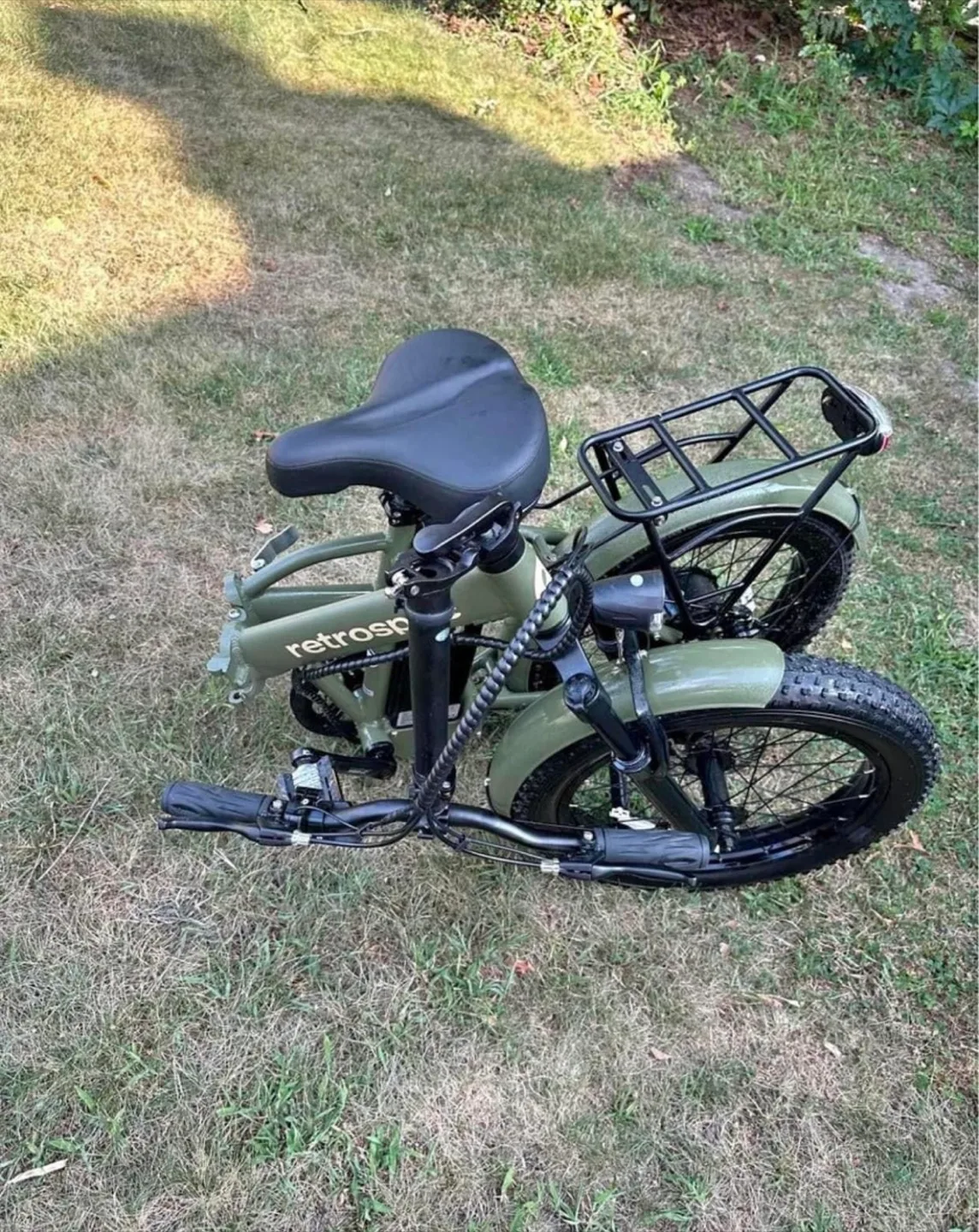 Retrospec Folding Electric Bike - Olive Green thumbnail