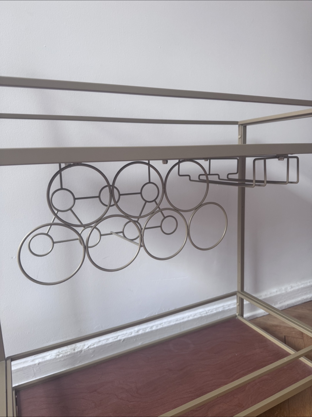 Gold Bar Cart with Wine & Glass Rack - photo 3