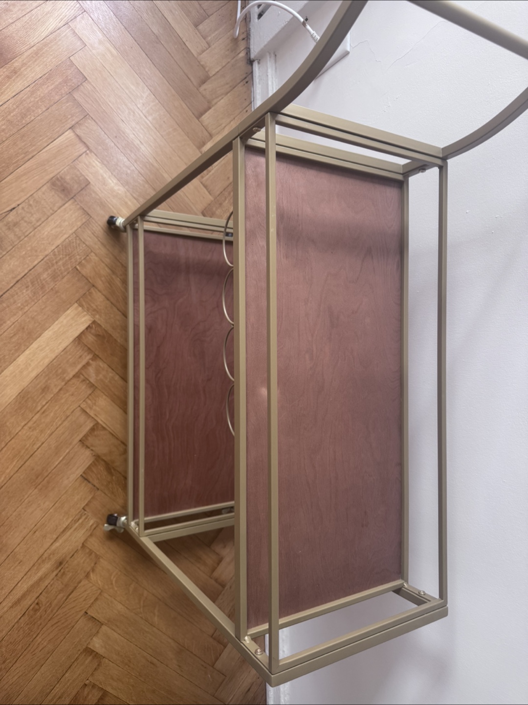 Gold Bar Cart with Wine & Glass Rack - photo 2
