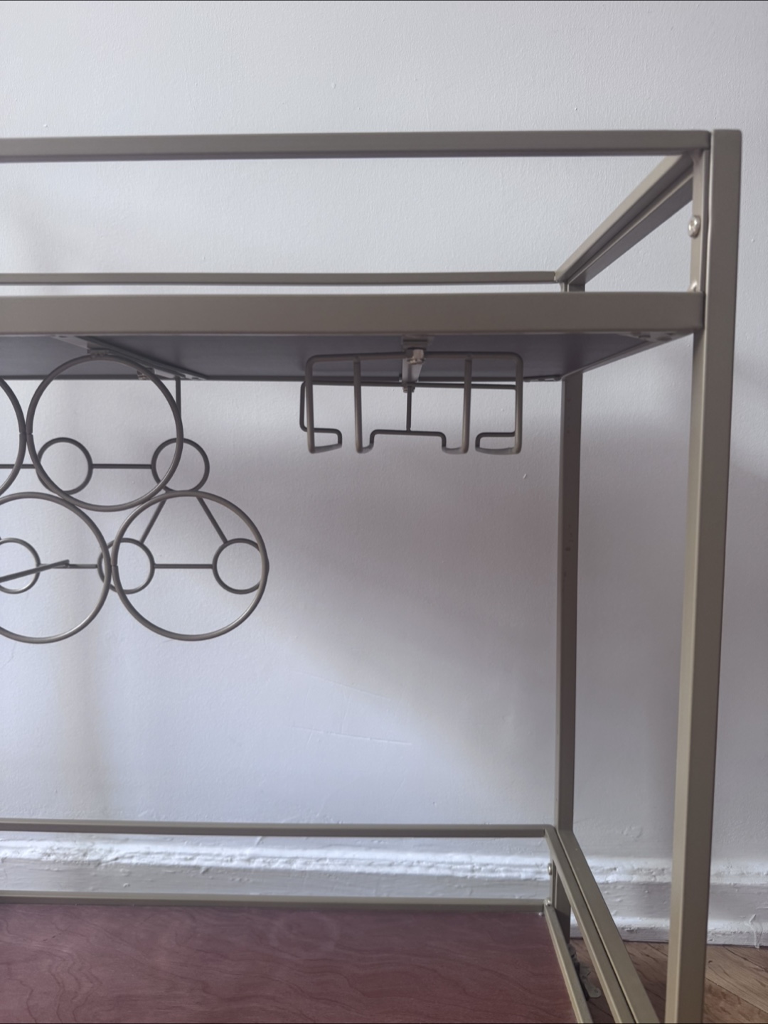 Gold Bar Cart with Wine & Glass Rack - photo 4