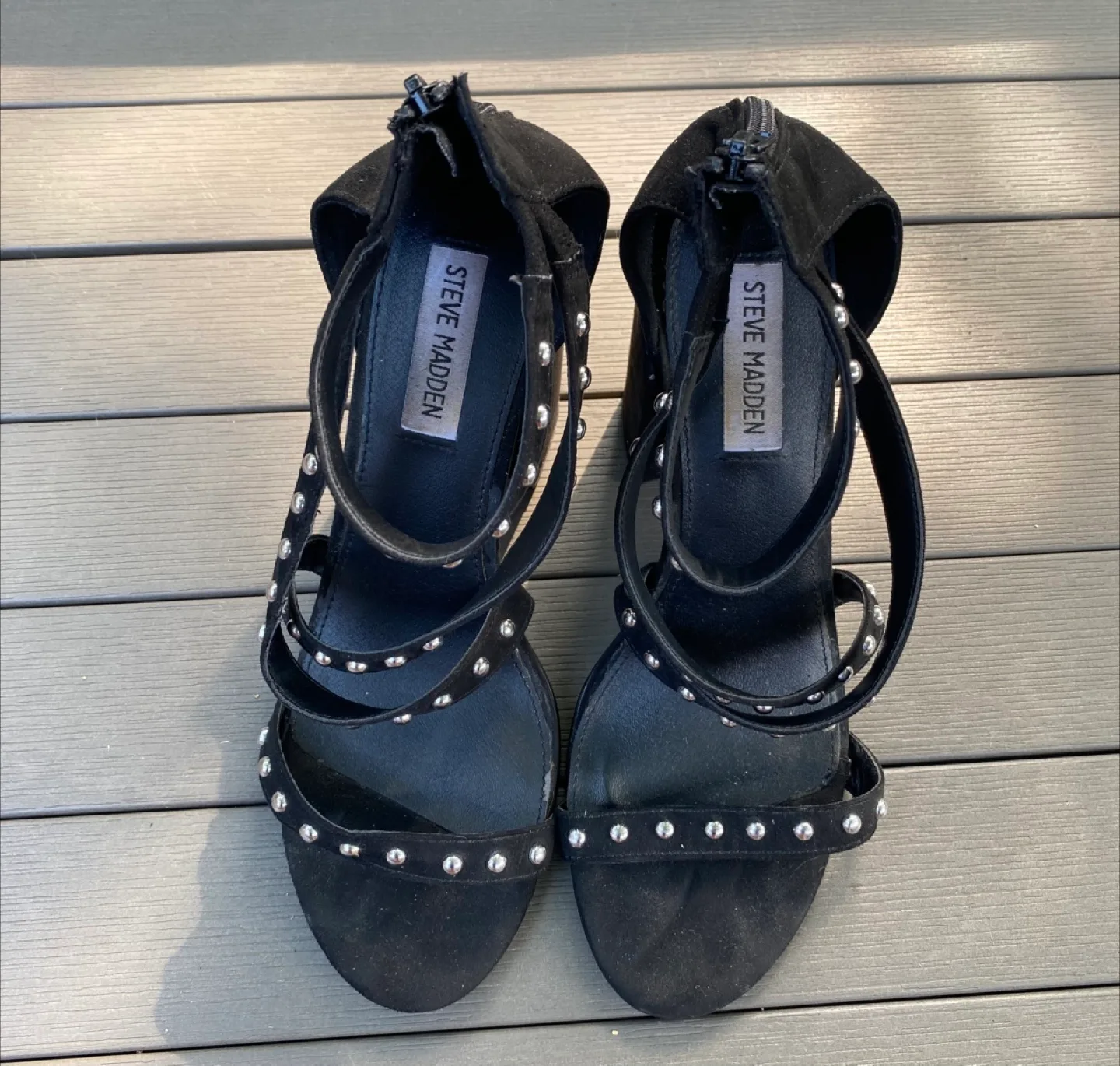Steve Madden Black Studded Heels, Size 8 image indicator(3)