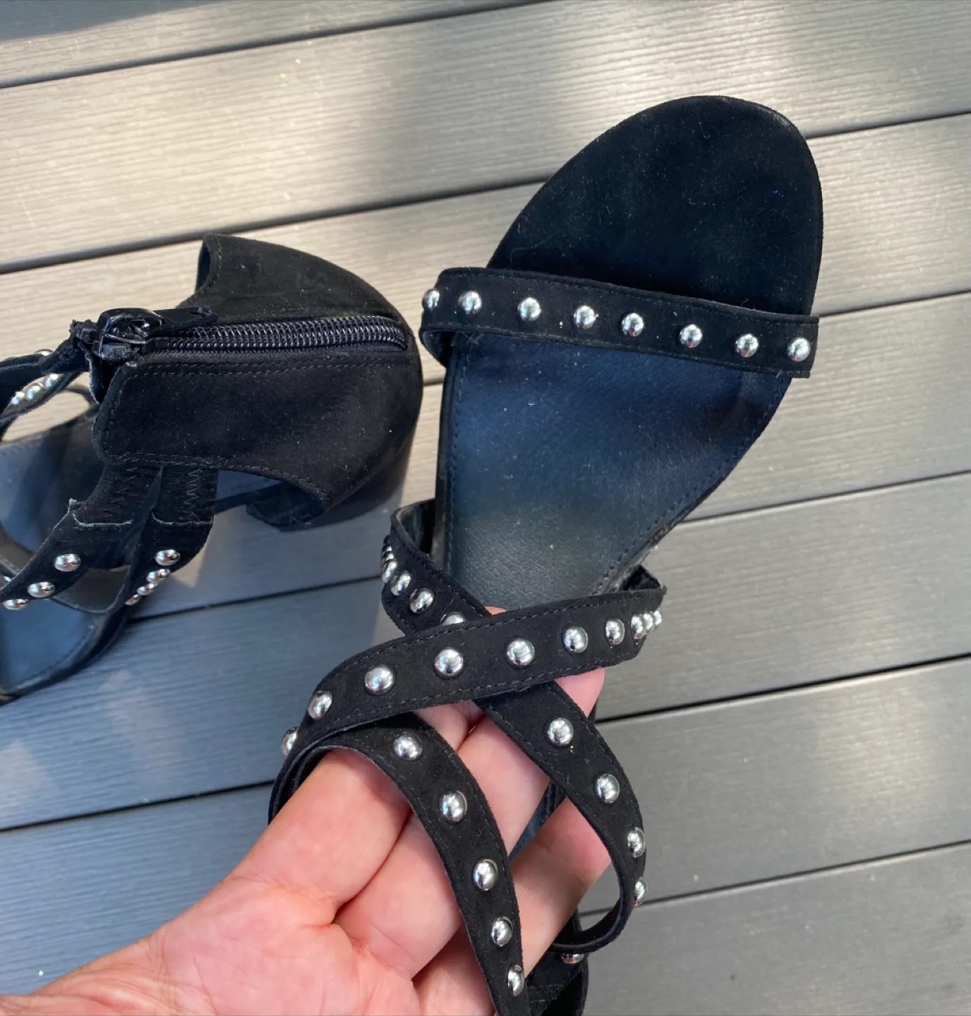 Steve Madden Black Studded Heels, Size 8 image indicator(4)