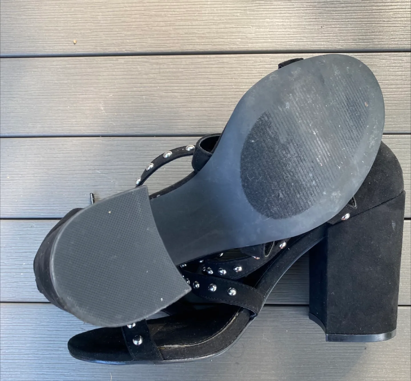 Steve Madden Black Studded Heels, Size 8 image indicator(6)