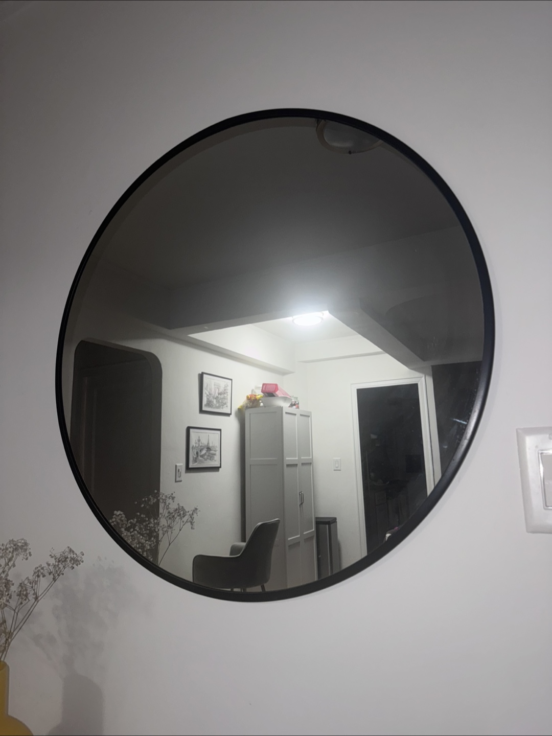Round Wall Mirror - Black Frame
