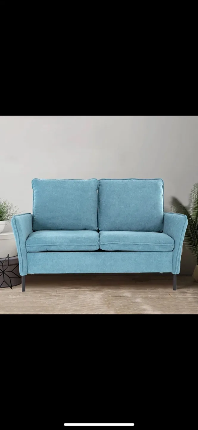 Sky Blue Loveseat Sofa thumbnail