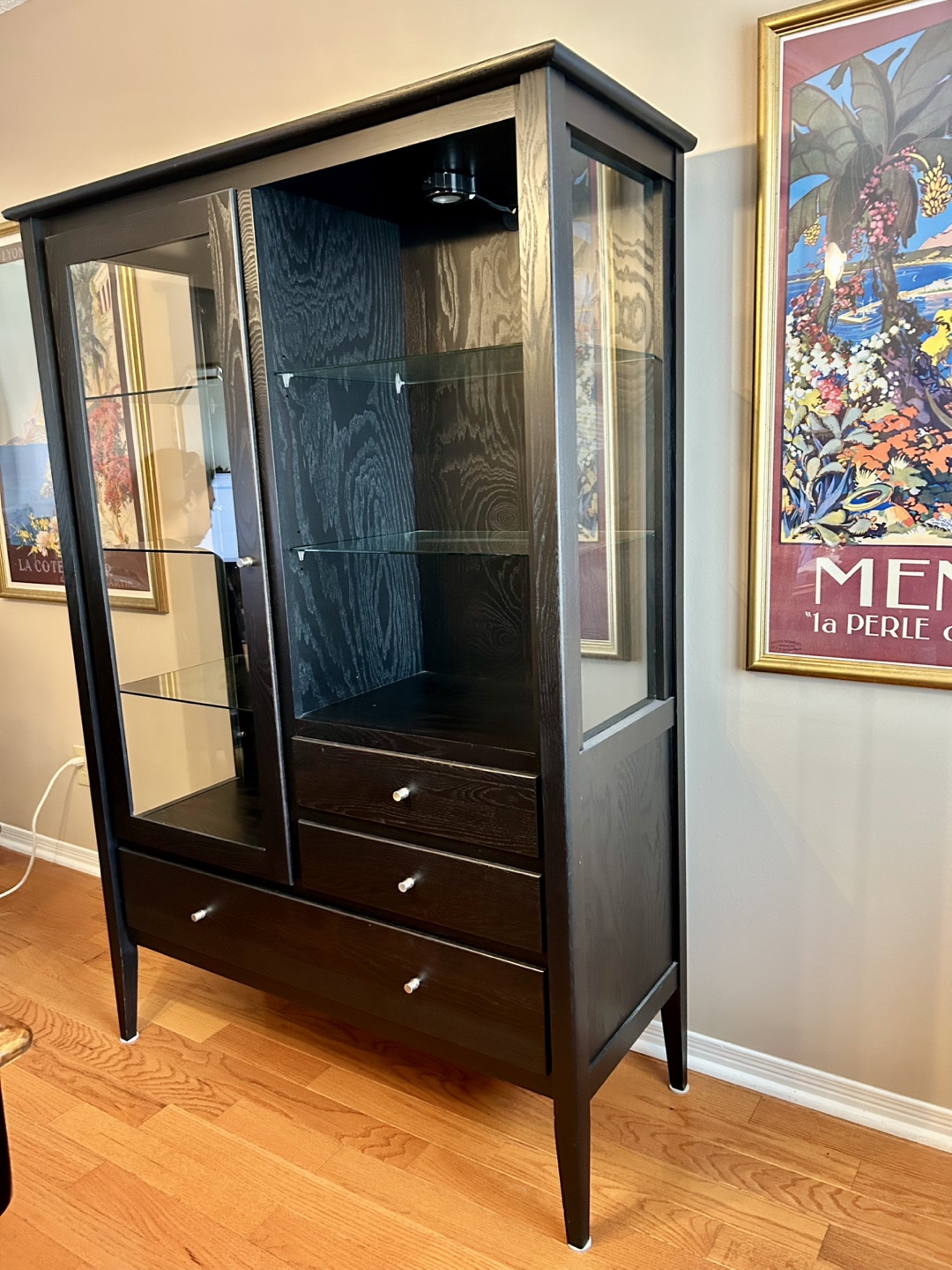 Black Curio Cabinet with Glass Door - photo 2