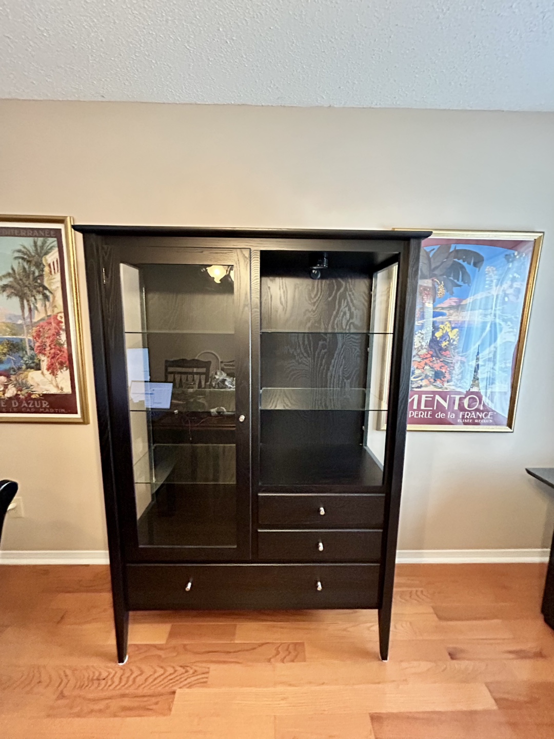 Black Curio Cabinet with Glass Door