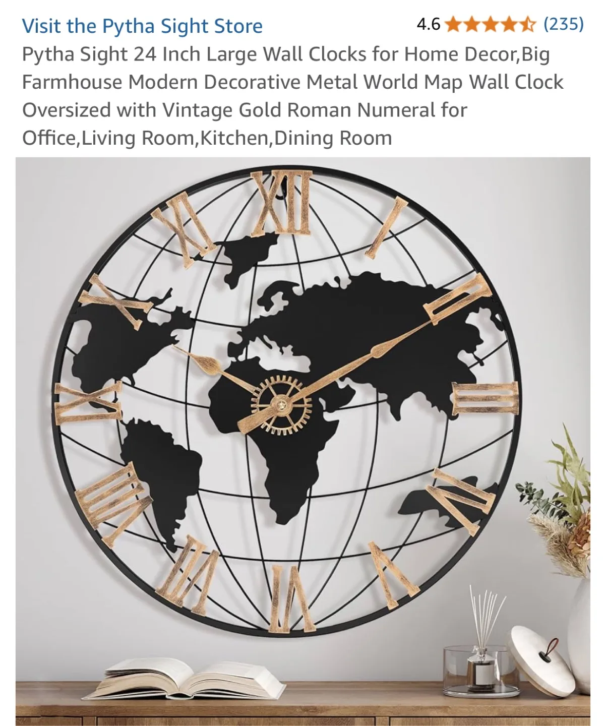 Pytha Sight 24 Inch World Map Wall Clock thumbnail