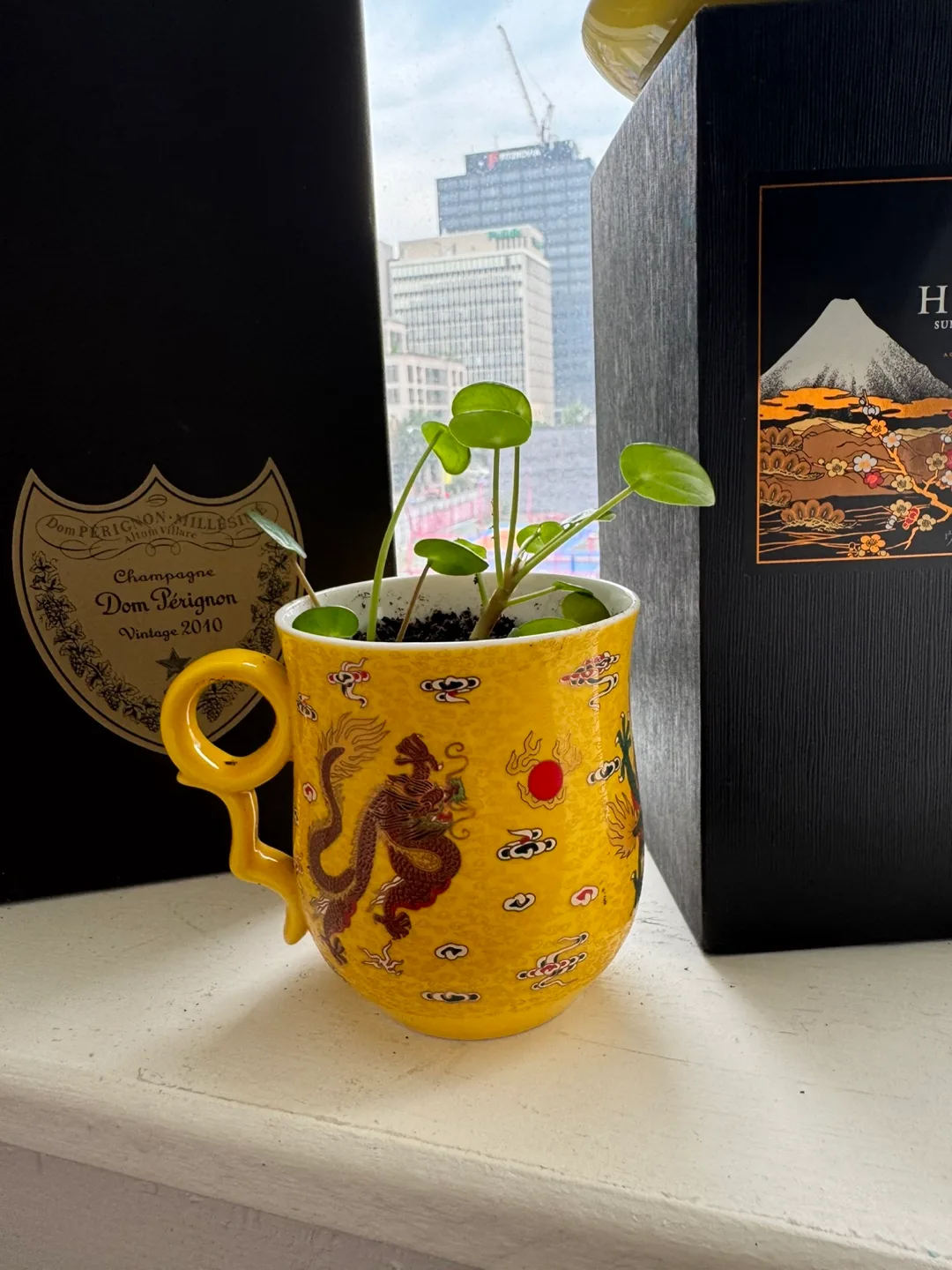 Dragon Design Yellow Mug with Plant thumbnail