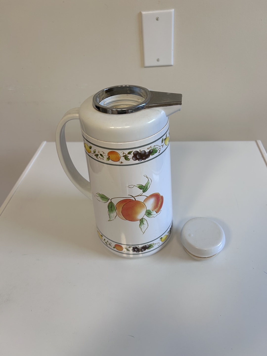 Vintage White Thermal Carafe with Fruit Design - photo 3