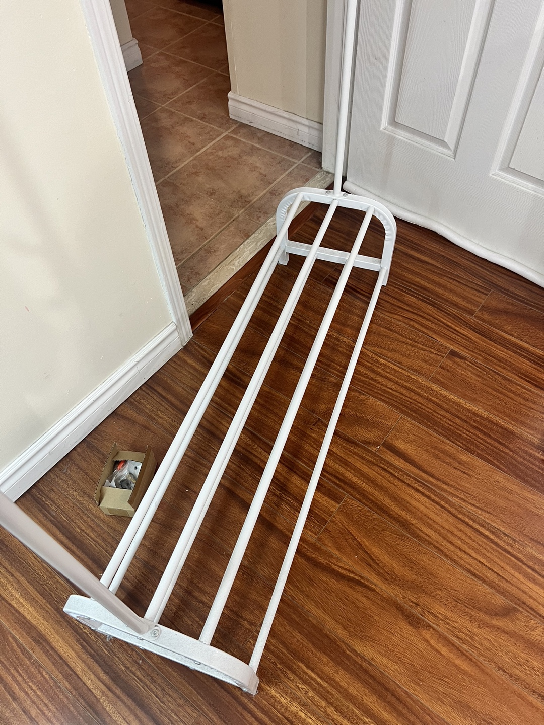 White Metal Coat Rack with Shoe Storage - photo 5