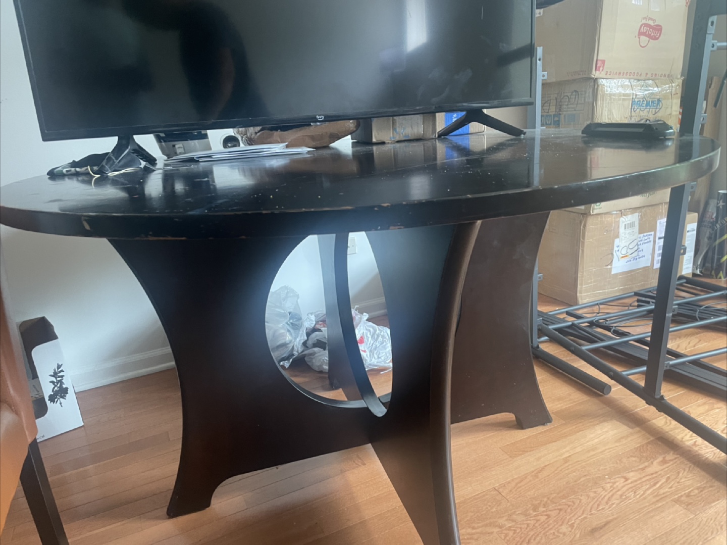 Round Dark Wood Dining Table - photo 2