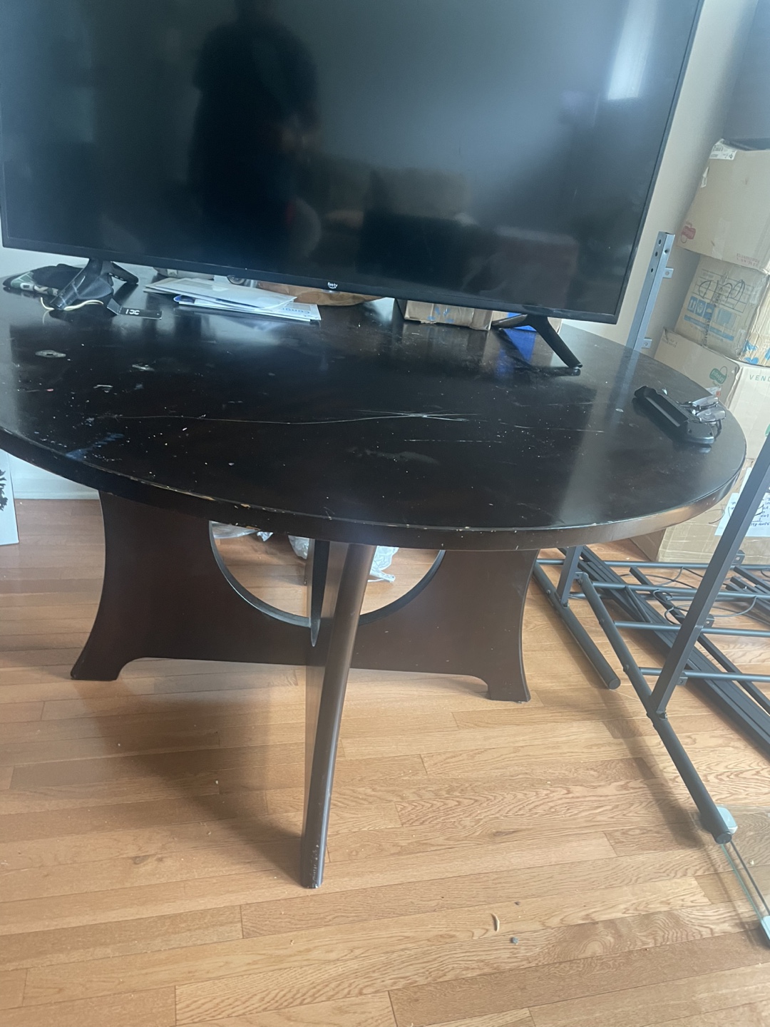 Round Dark Wood Dining Table