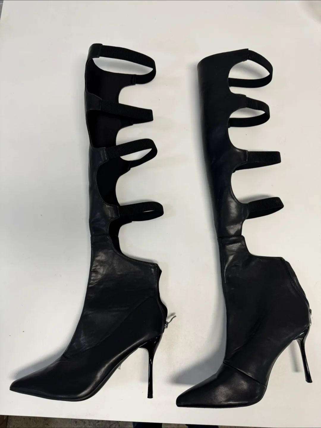 Black Strappy High Heel Boots - Size 42 thumbnail
