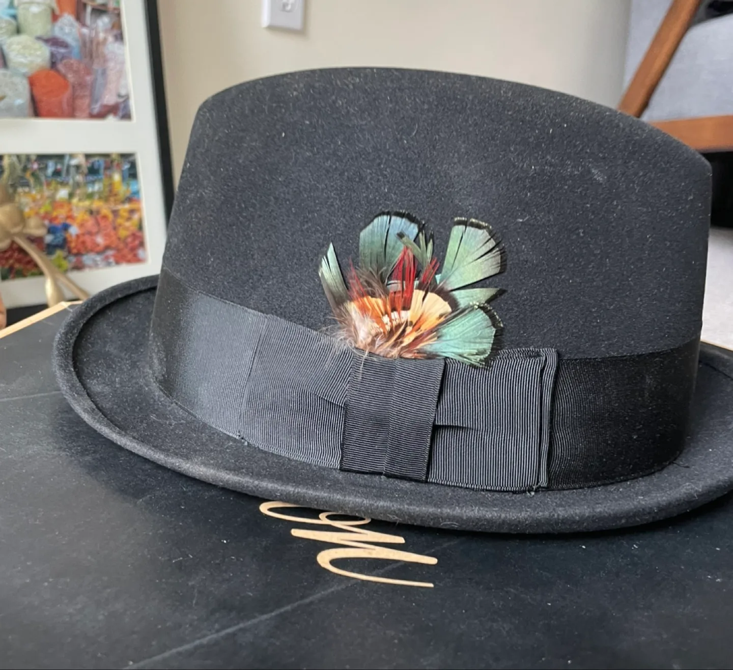 Stetson Black Fedora Hat - Size 7 3/8 thumbnail