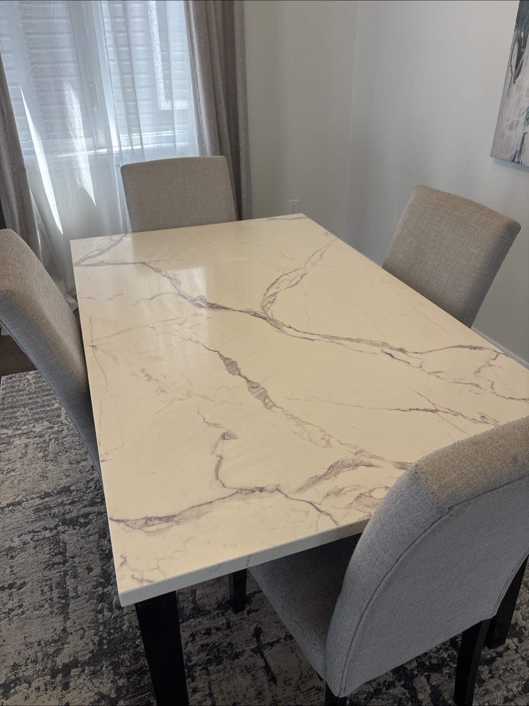 Dining Table with 4 Chairs - Marble Top