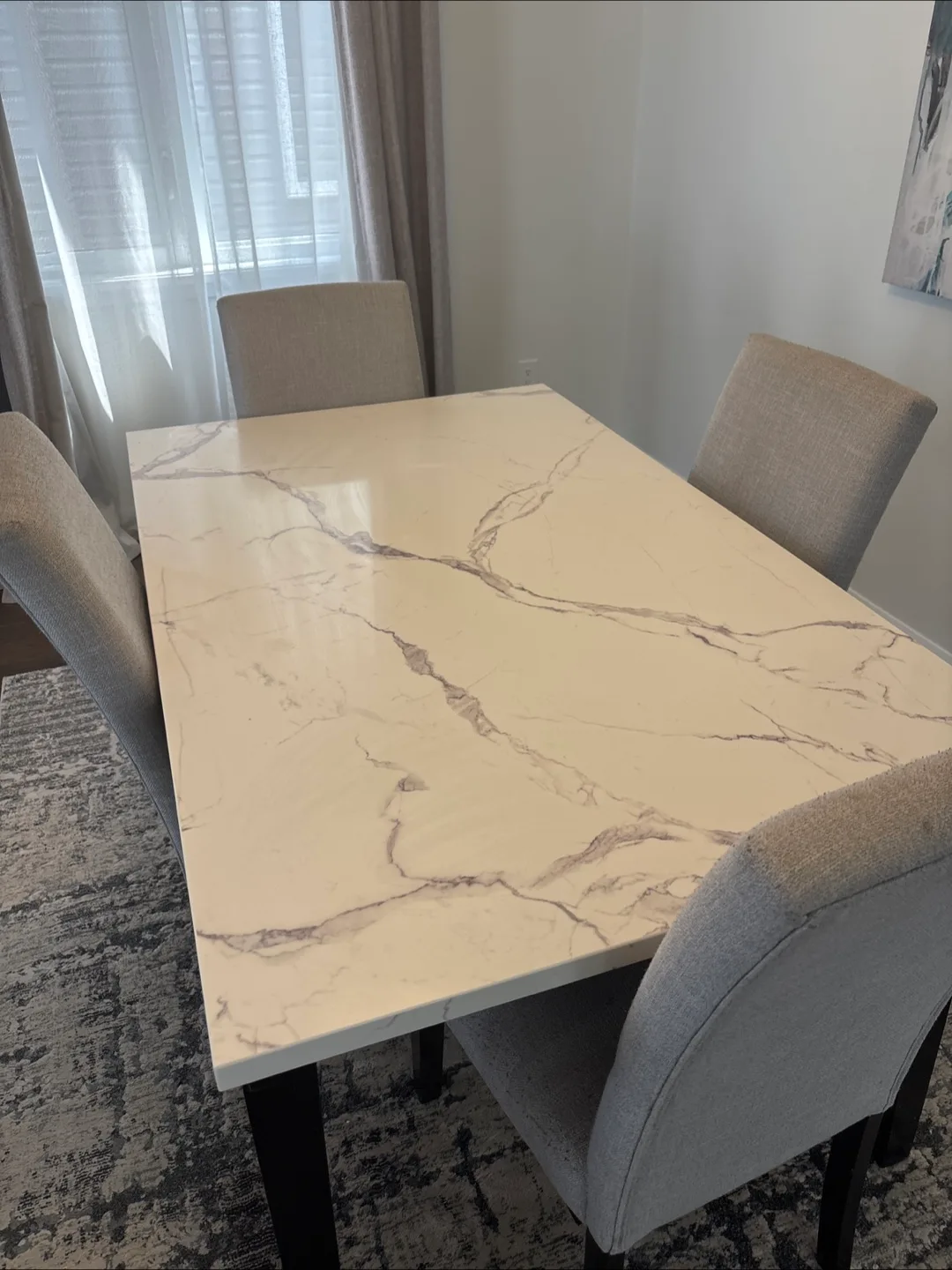 Dining Table with 4 Chairs - Marble Top thumbnail