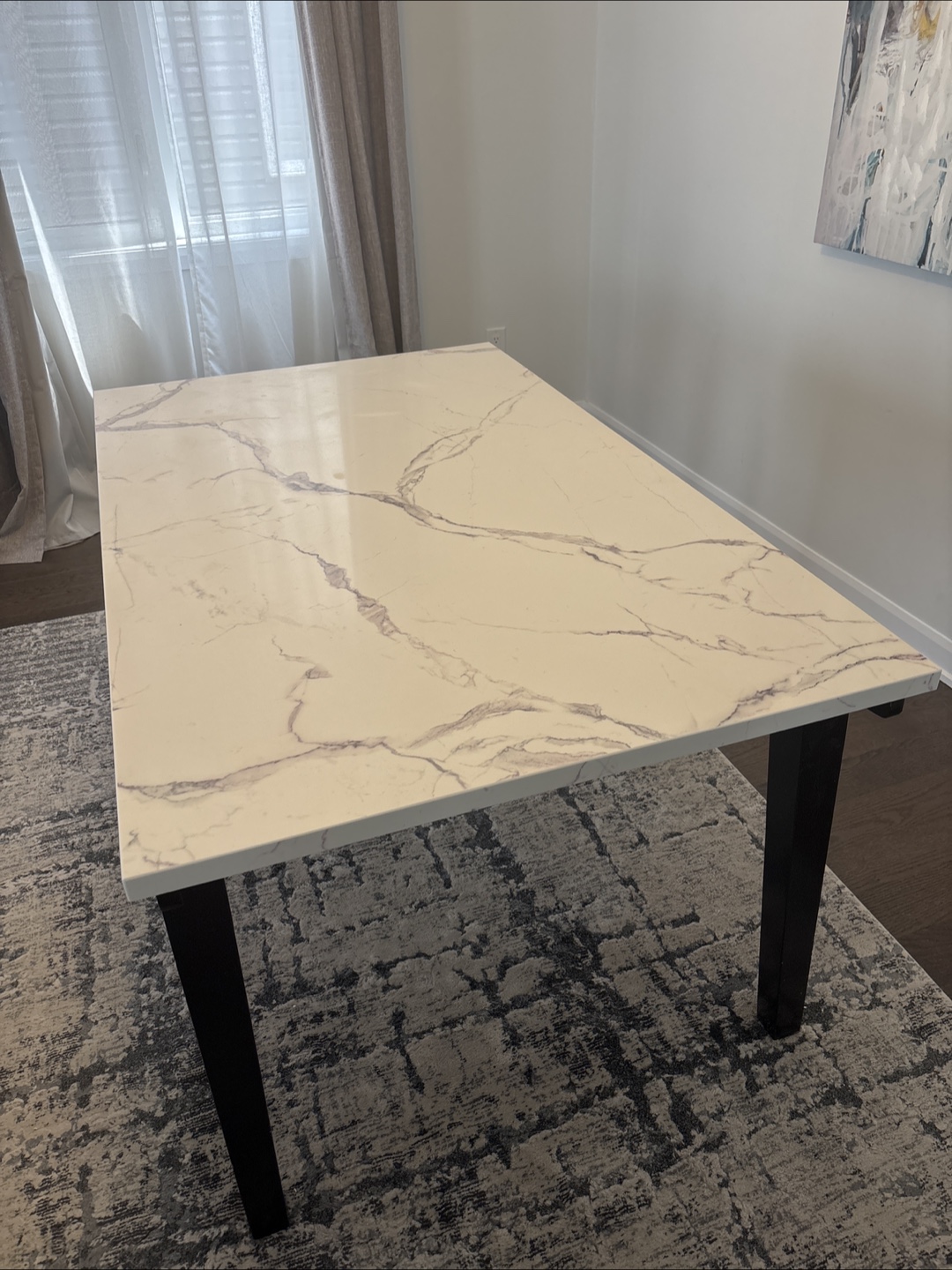 Dining Table with Faux Marble Top