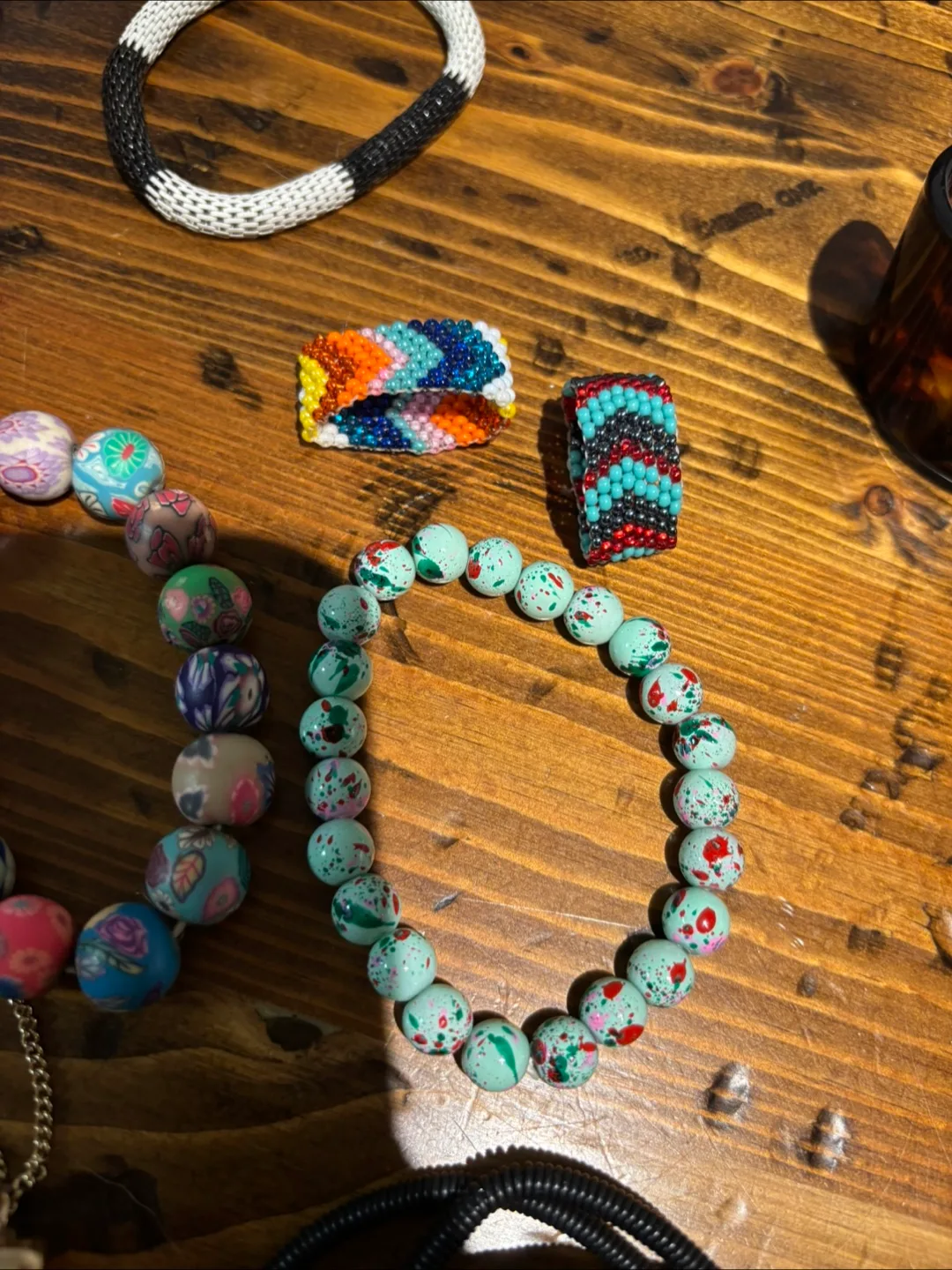 Assorted beaded bracelets and necklace image indicator(3)