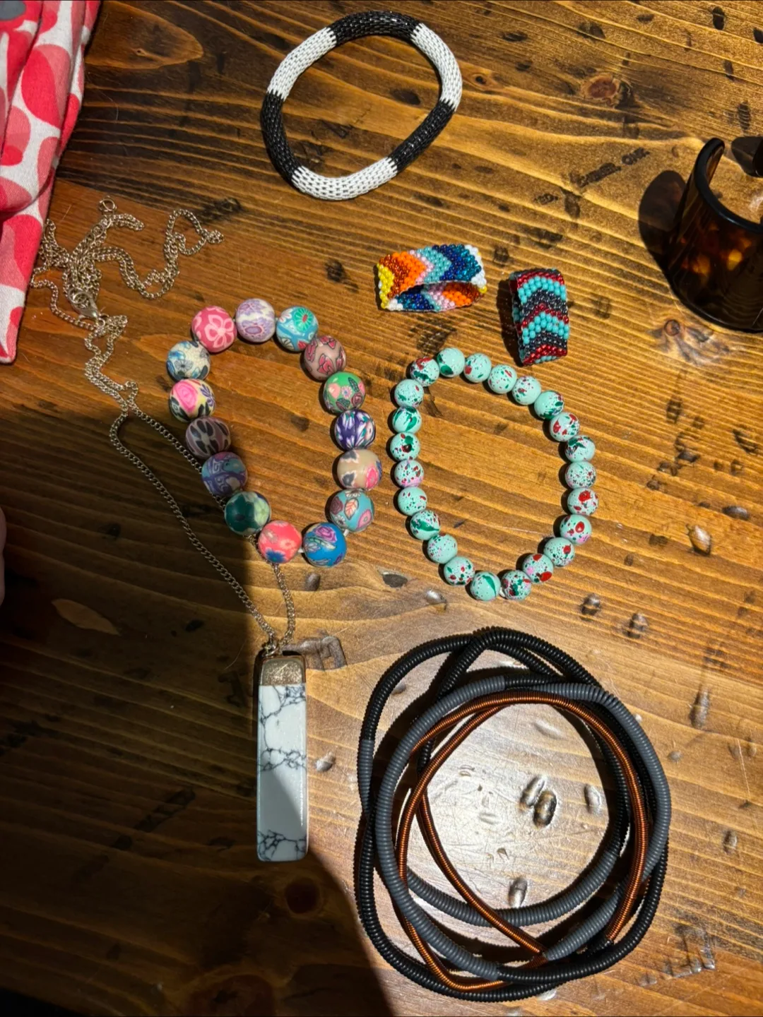 Assorted beaded bracelets and necklace thumbnail