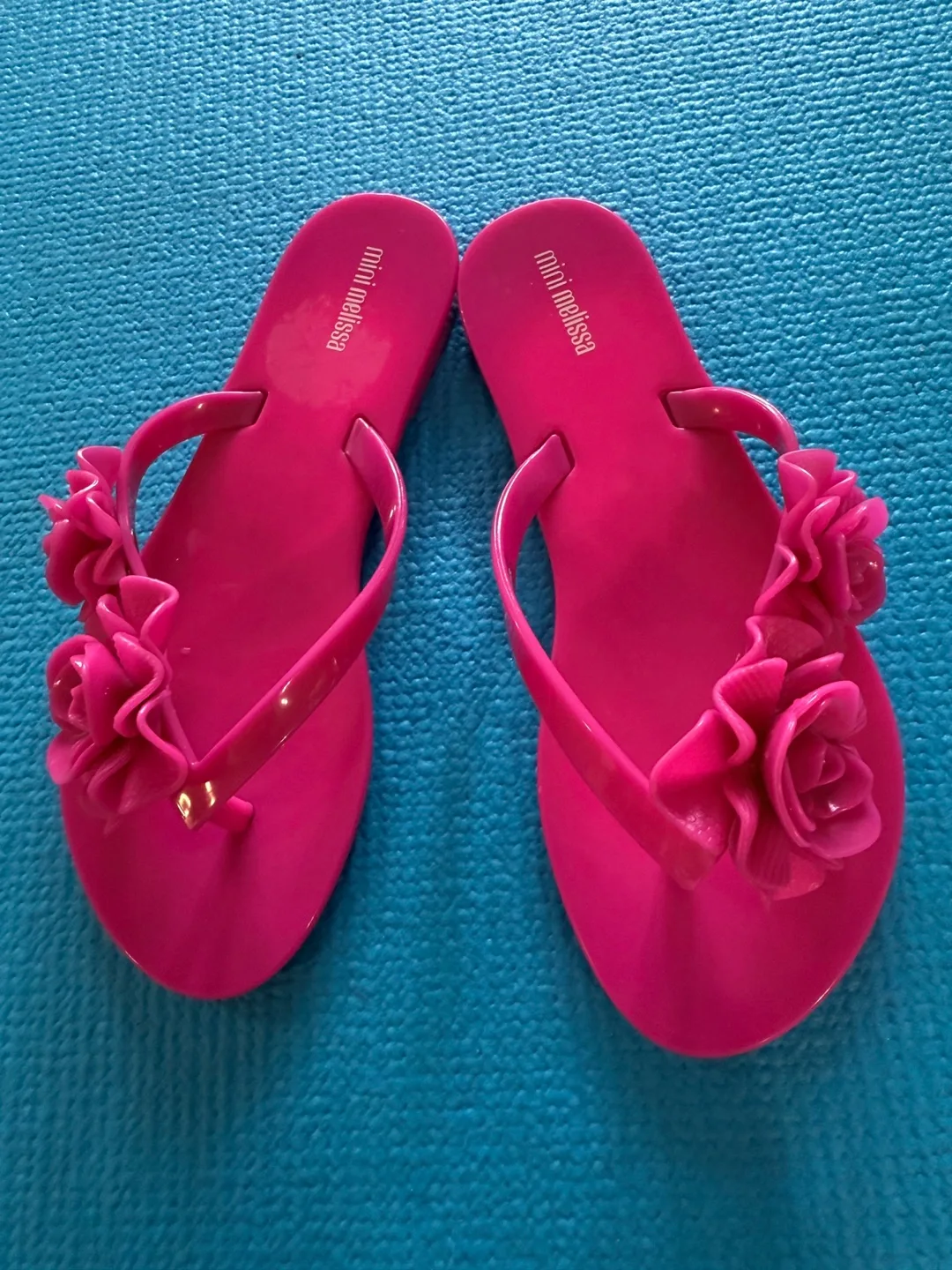 Mini Melissa Pink Flower Sandals - Size 2 USA thumbnail