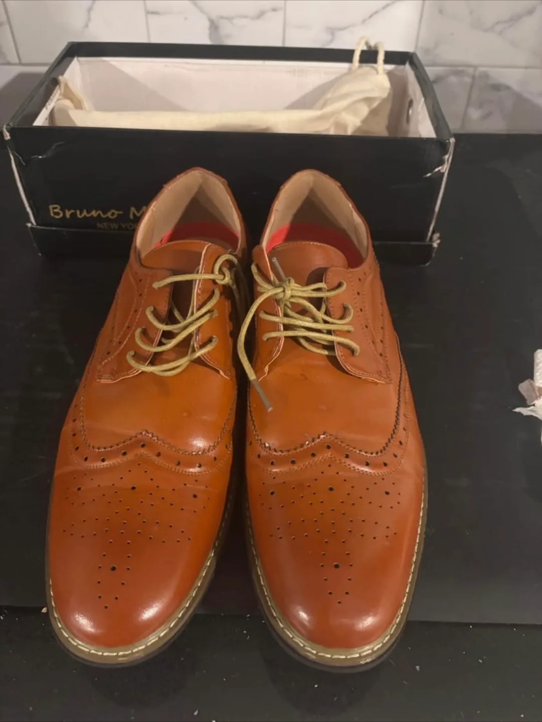 Bruno Marc Wingtip Oxford Dress Shoes - Brown thumbnail