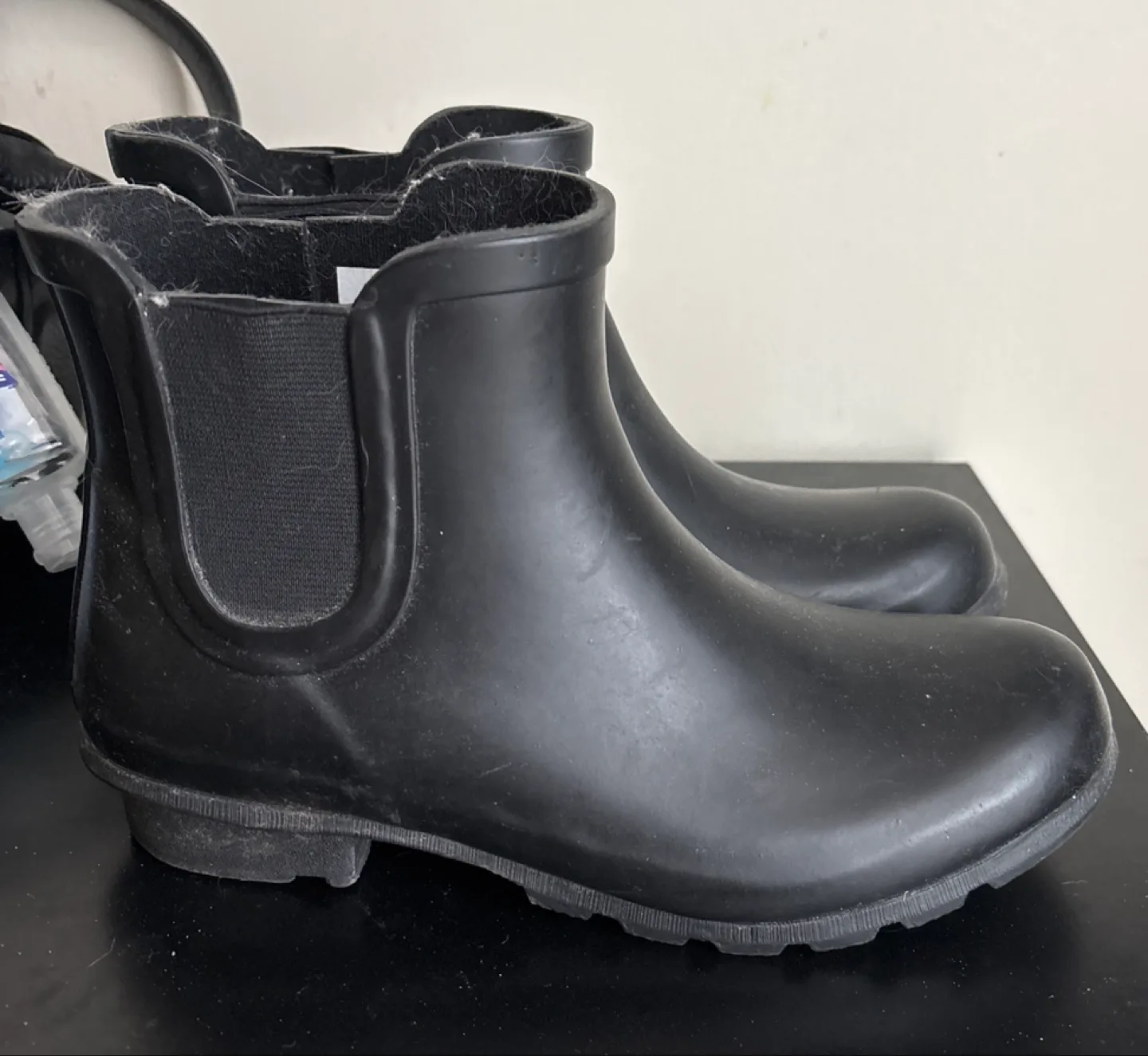Black Rubber Ankle Rain Boots thumbnail