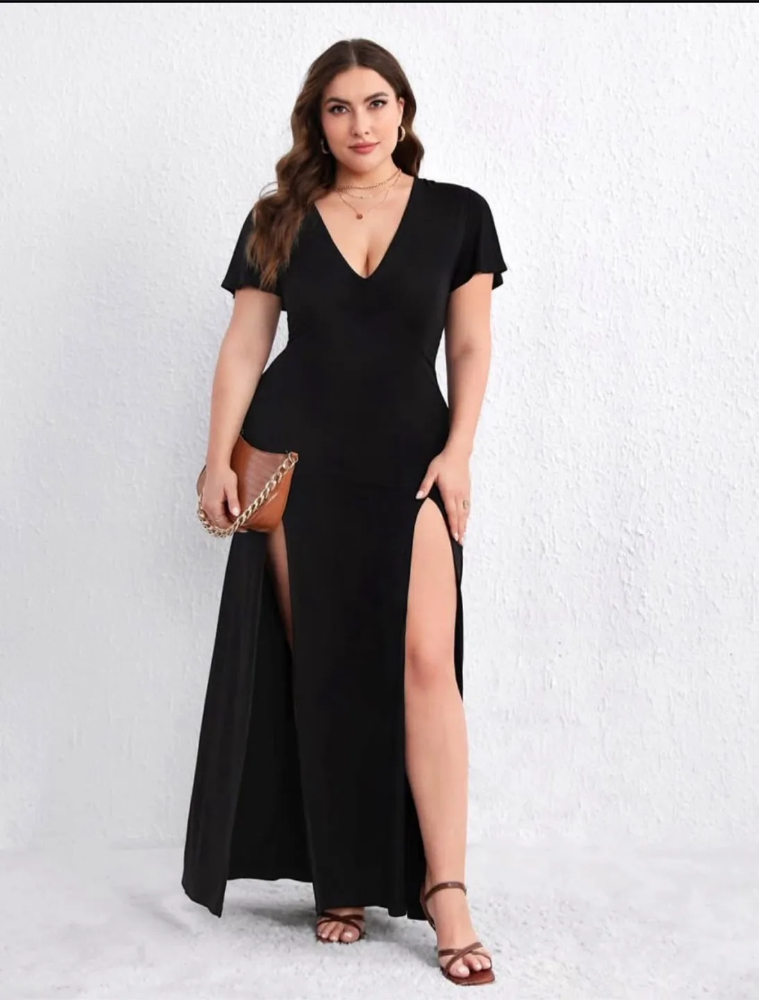 Black Slit V-Neck Dress thumbnail