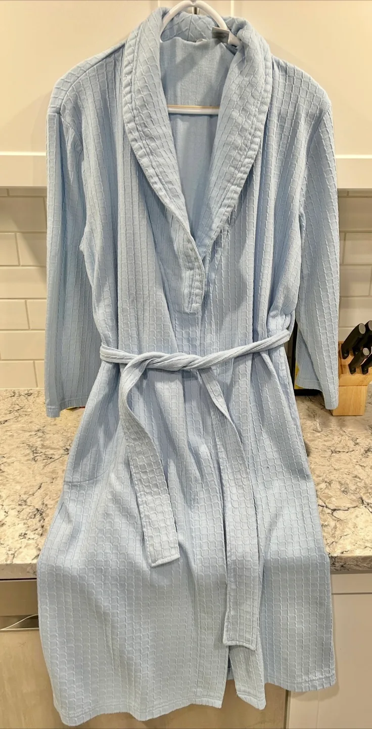 Jasmine Rose Women's Medium Light Blue Waffle Bath/Sleep Robe thumbnail