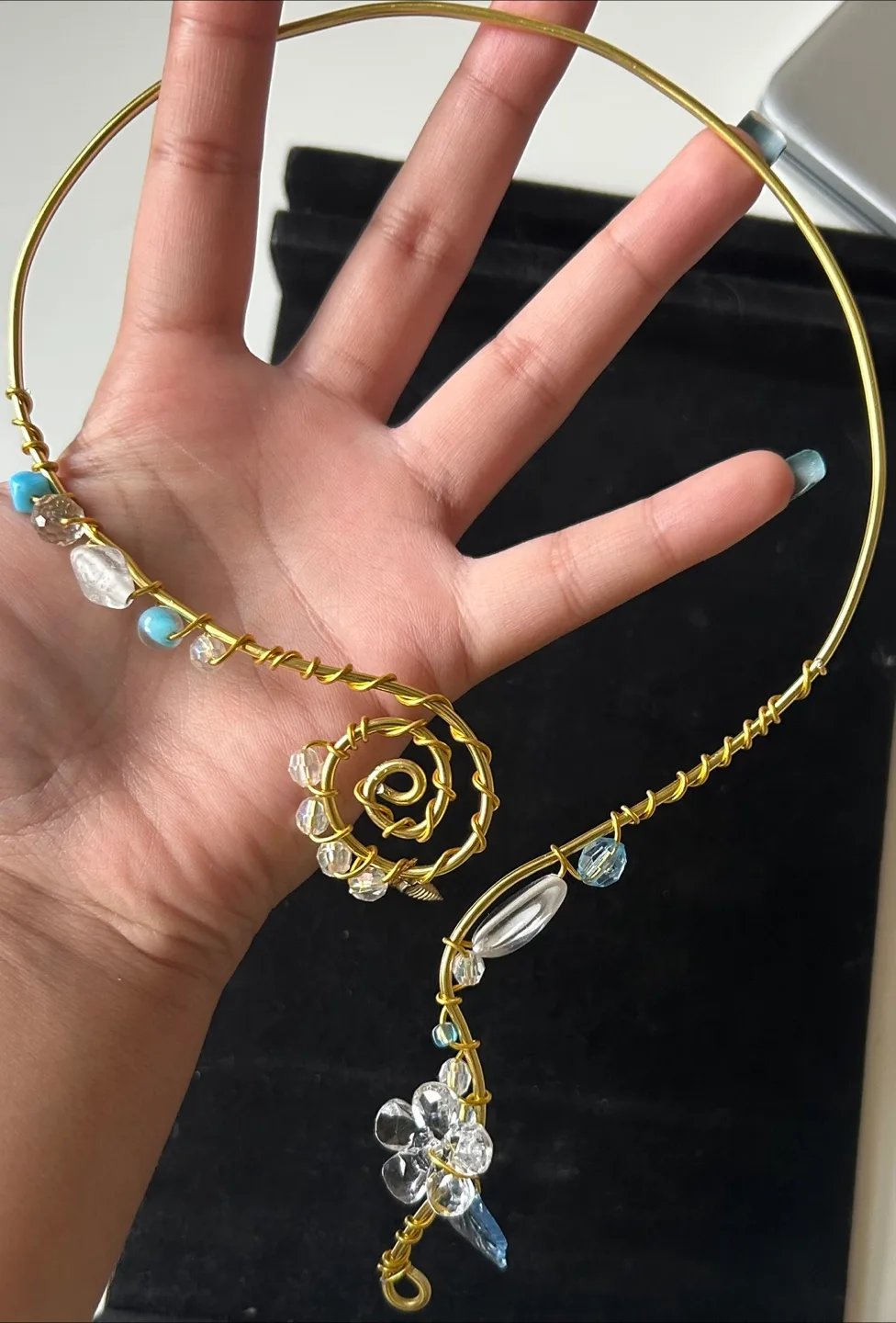 Handmade Gold Tone Beaded Necklace/choker thumbnail
