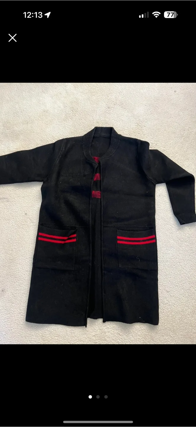 Black Cardigan with Red Details thumbnail
