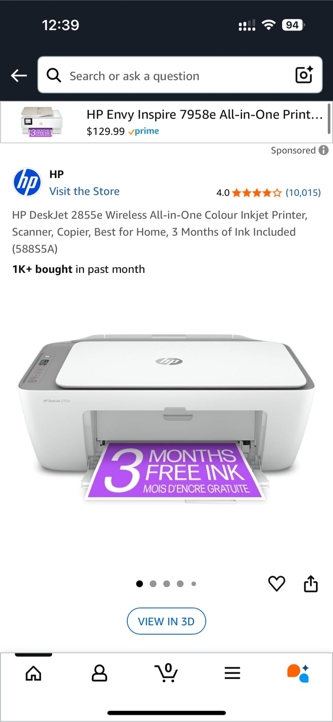 HP DeskJet 2755e (WITH PRINTER PAGES & 3 FULL INK CATRIDGES) - photo 3