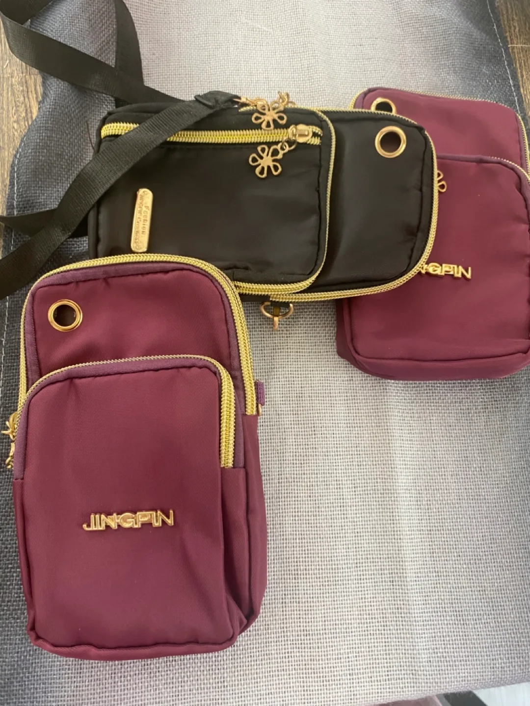 Jingpin Crossbody Bags - Black & Burgundy thumbnail