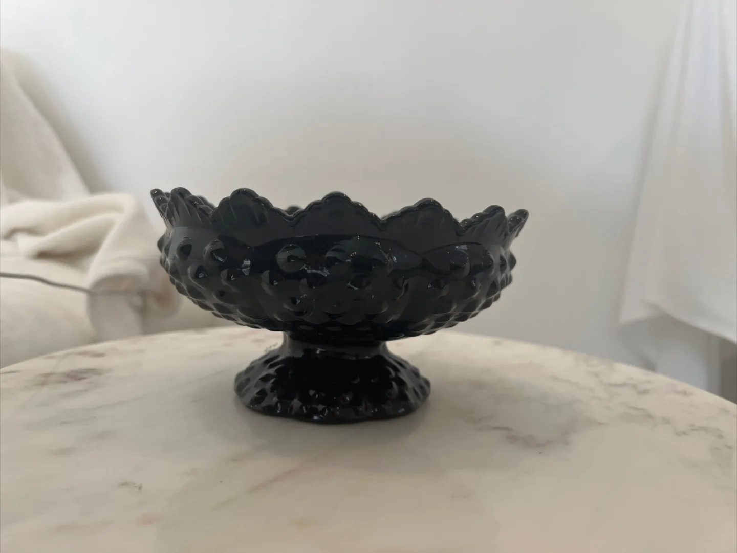 Vintage Black Glass Compote Bowl thumbnail