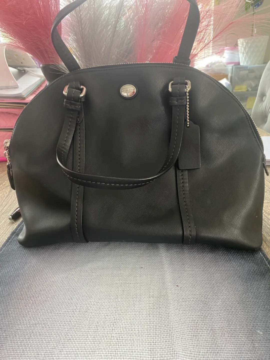 Coach Black Leather Dome Satchel thumbnail