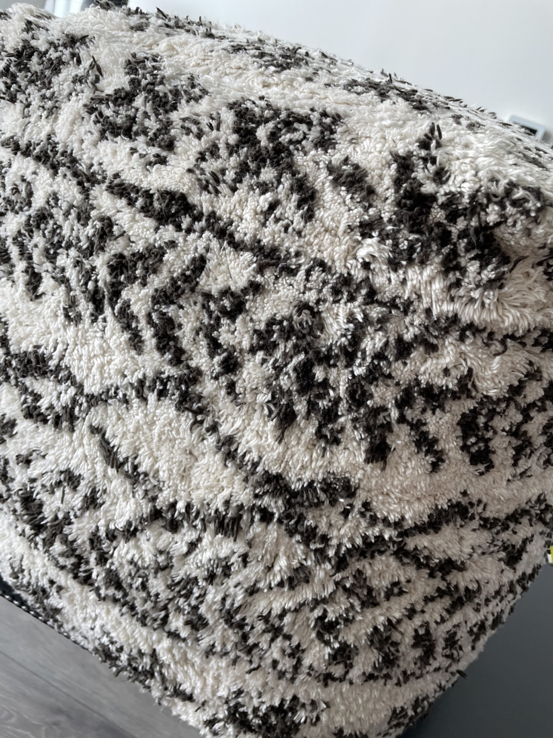Black & White Shaggy Pouf Ottoman - photo 2