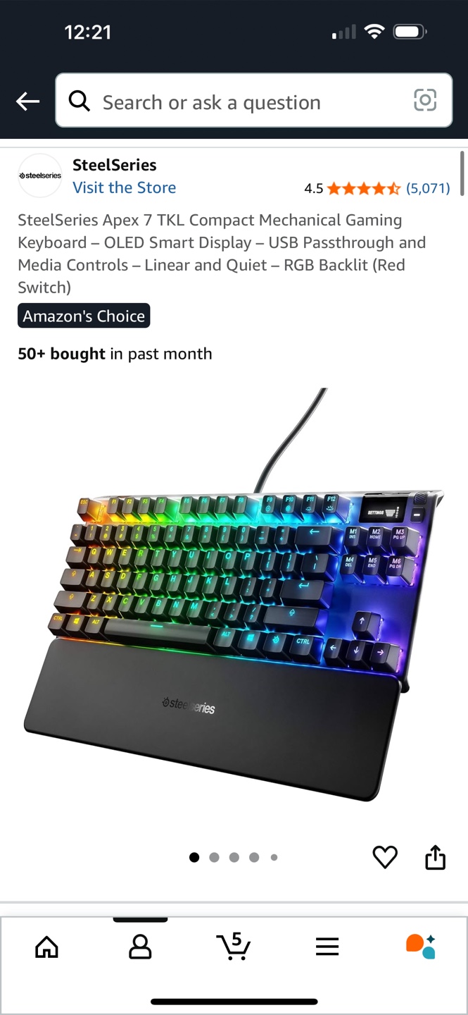 🇨🇦SteelSeries Apex 7 TKL Mechanical Gaming Keyboard - NEW - photo 3