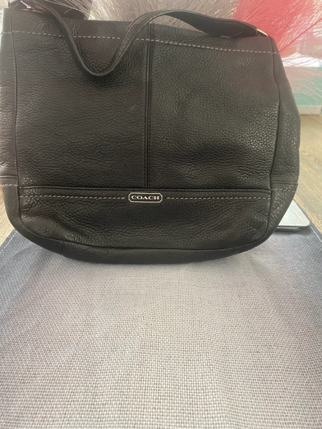 Coach black leather bag thumbnail