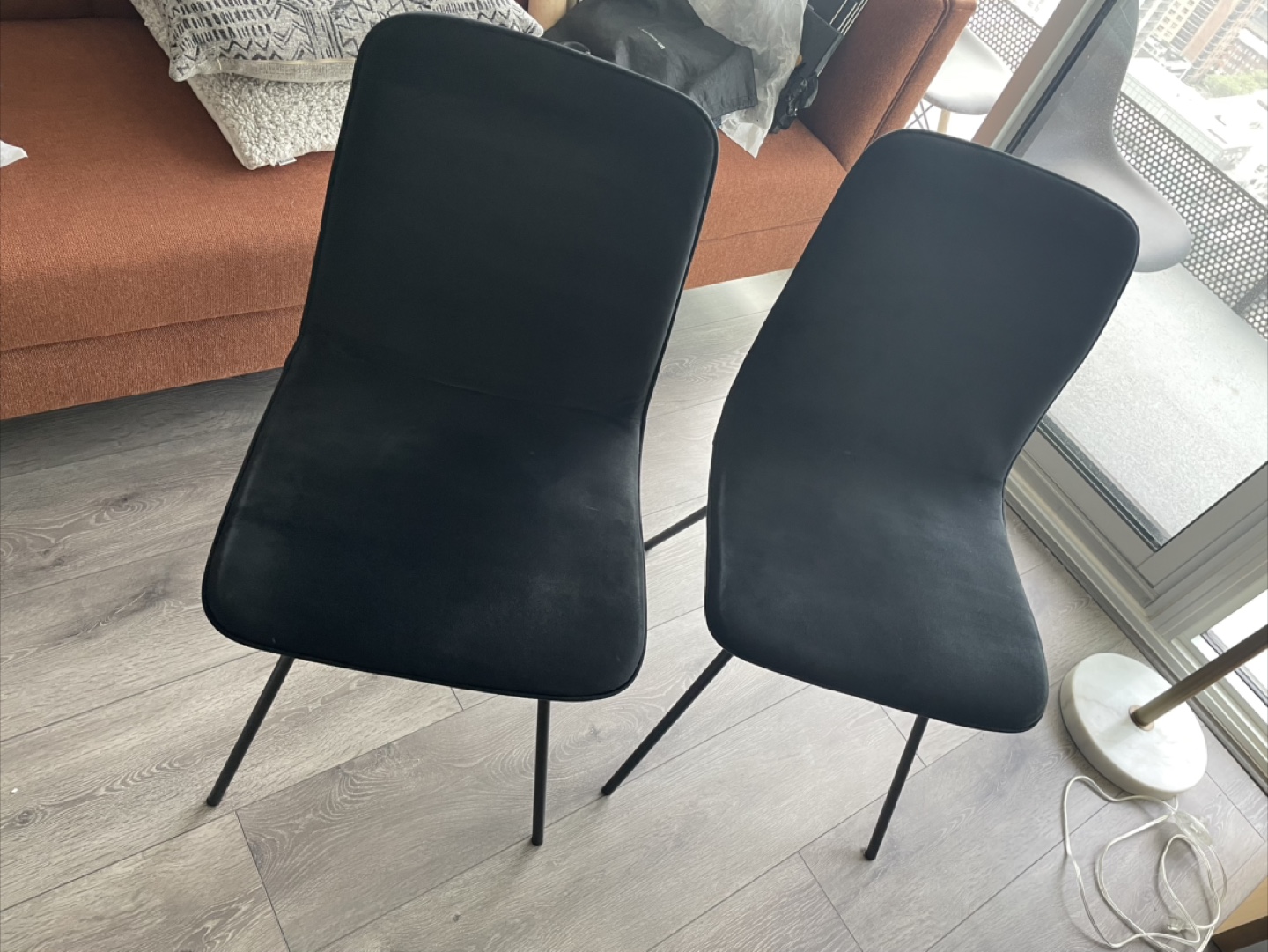 Set of 2 Black Velvet Dining Chairs