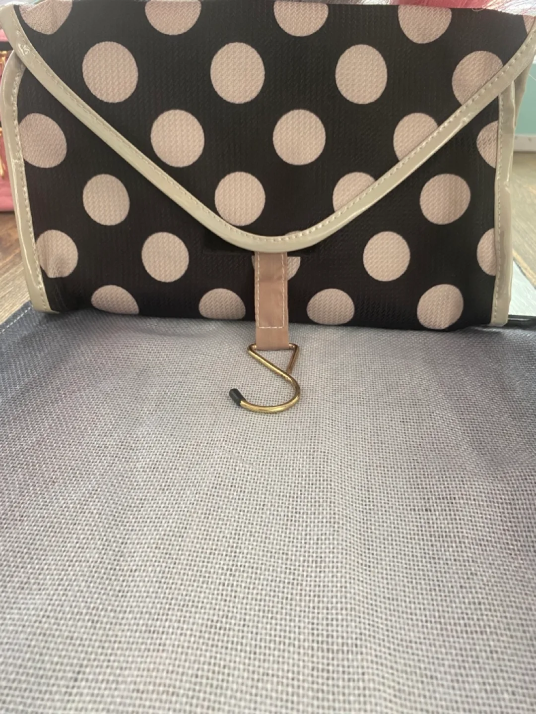 Polka Dot Hanging Travel Toiletry Bag thumbnail