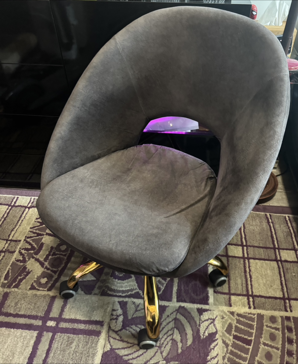 Louise Velvet Modern Task Chair - Grey - photo 2